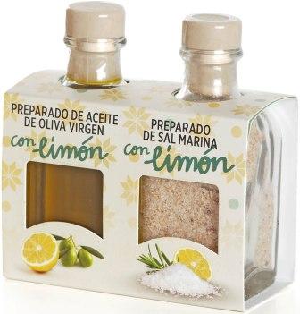 Condimento de aceite de oliva virgen extra con limón + preparado de sal marina con limón